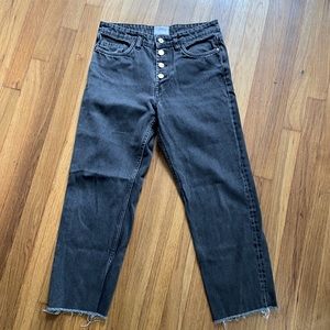 Zara black denim jeans TRF size 28 high rise button fly no stretch